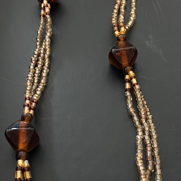 Brown Glass Seed Bead Necklace  - 25.5in Drop - Picture 2 of 2